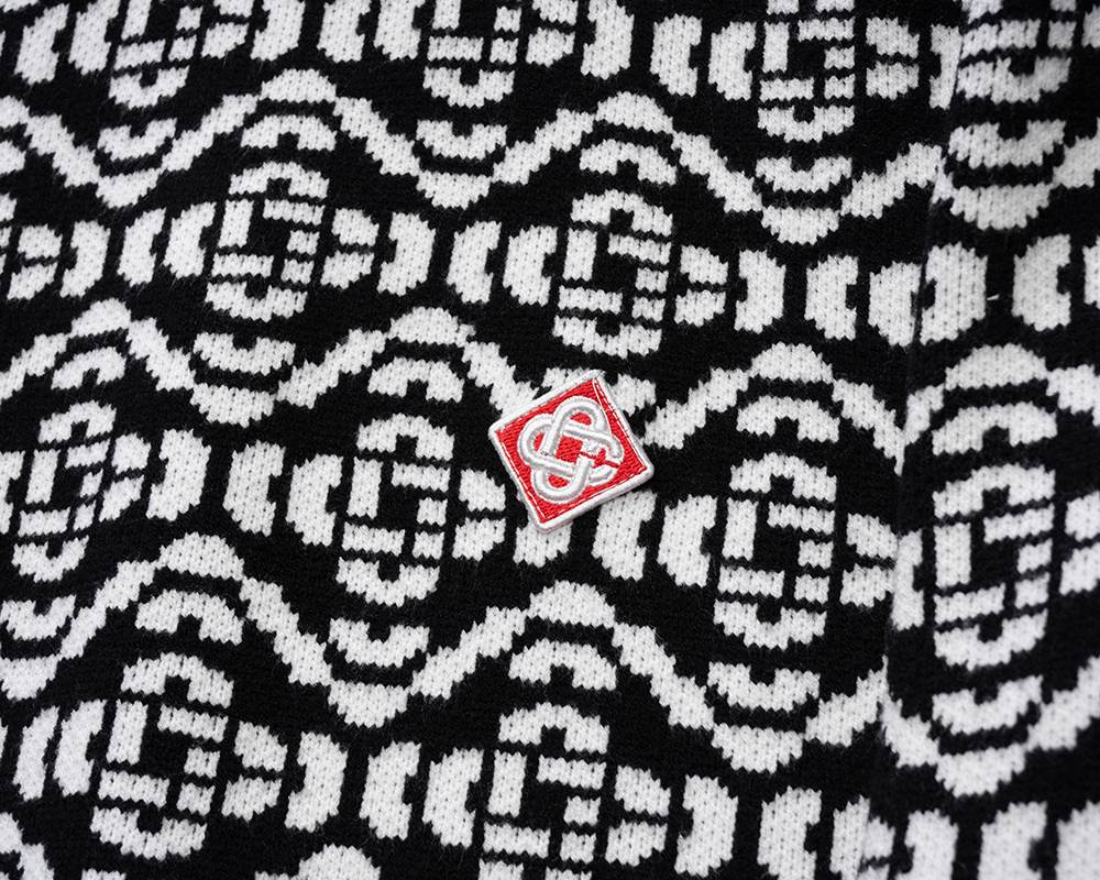 Casablanca メンズ ニット クルーネック ケーブルニット ロゴ刺繍 ブラック - 画像 14