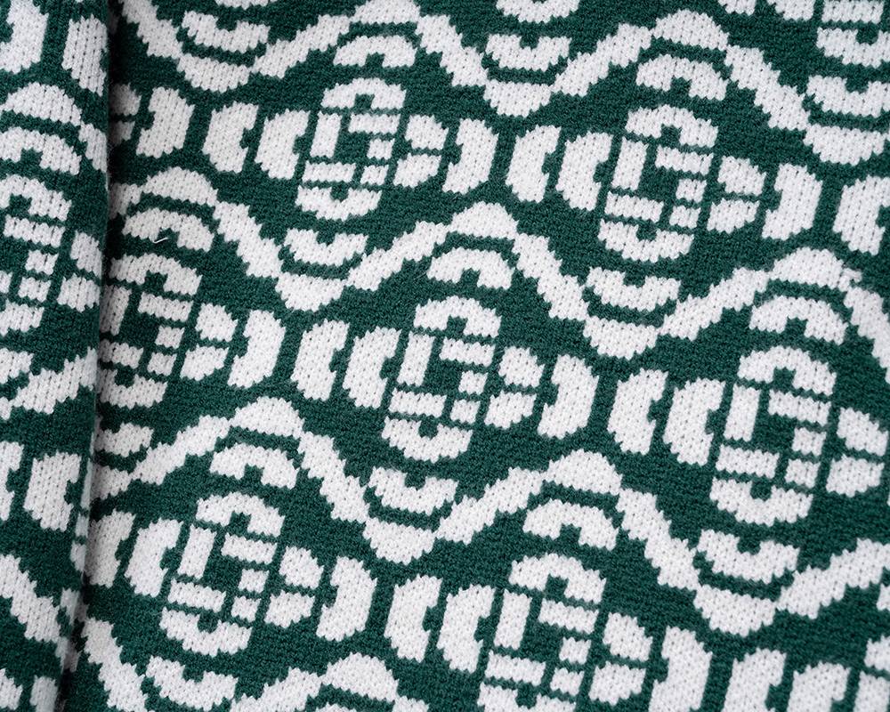 Casablanca メンズ ニット クルーネック ケーブルニット ロゴ刺繍 オーバーサイズ 秋冬 ネイビー - 画像 4