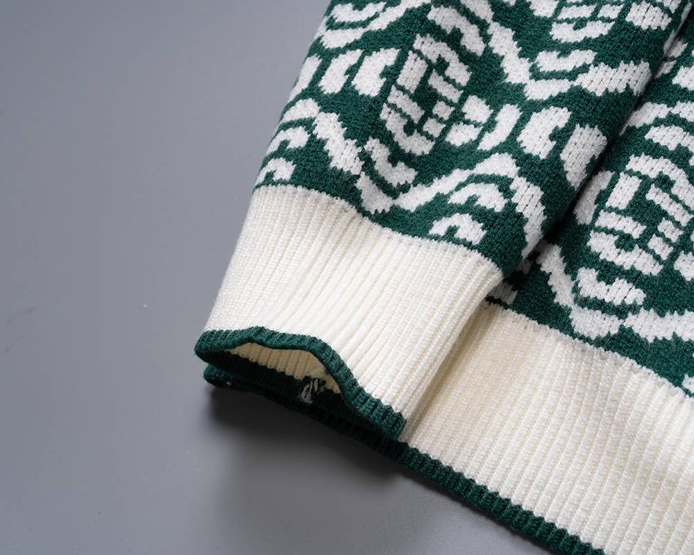 Casablanca メンズ ニット クルーネック ケーブルニット ロゴ刺繍 オーバーサイズ 秋冬 ネイビー - 画像 6