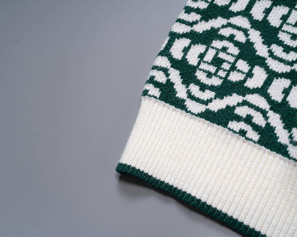 Casablanca メンズ ニット クルーネック ケーブルニット ロゴ刺繍 オーバーサイズ 秋冬 ネイビー - 画像 7