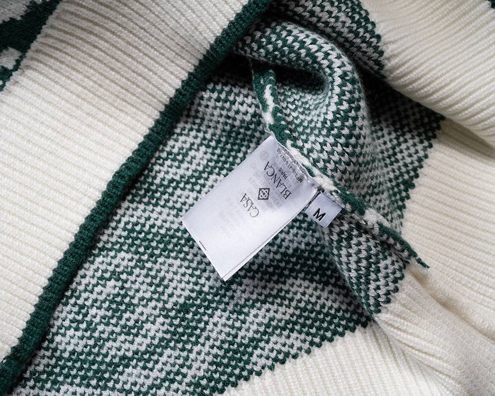 Casablanca メンズ ニット クルーネック ケーブルニット ロゴ刺繍 オーバーサイズ 秋冬 ネイビー - 画像 12