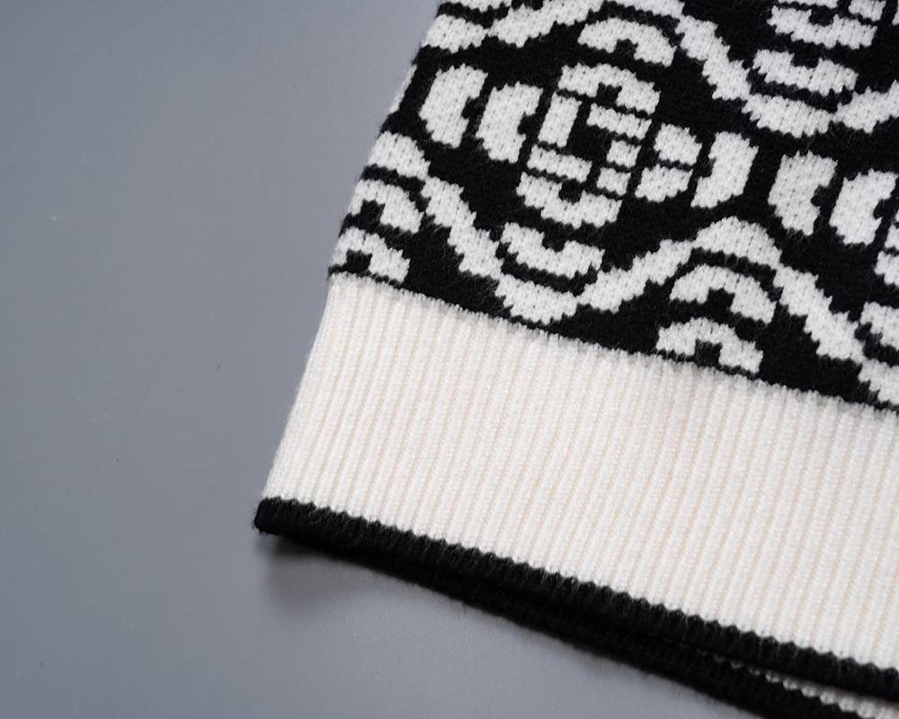 Casablanca メンズ カーディガン ケーブルニット ロゴ刺繍 バイカラー ブラック M 3XL - 画像 5