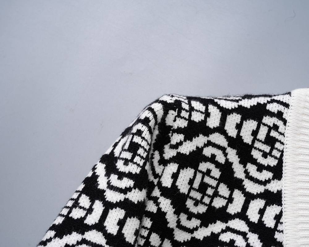 Casablanca メンズ カーディガン ケーブルニット ロゴ刺繍 バイカラー ブラック M 3XL - 画像 13