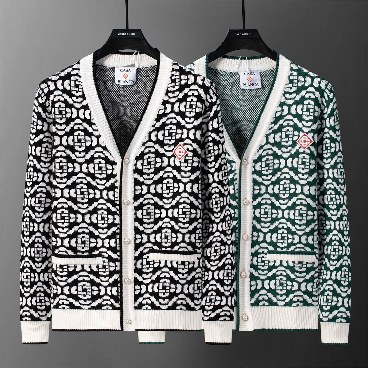 Casablanca レディース カーディガン ニット ケーブル編み ロゴ刺繍 フォーマル 春秋冬 メンズ レディース ブラック - 画像 10