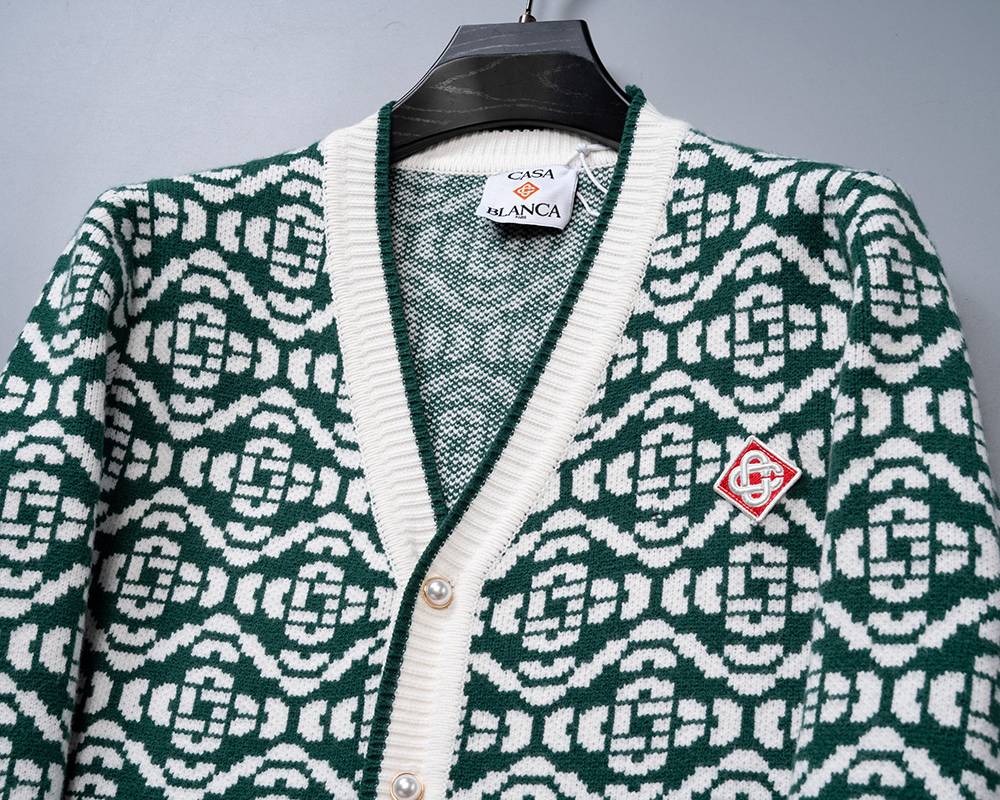 Casablanca レディース カーディガン ニット ケーブル編み ロゴ刺繍 フォーマル 春秋冬 メンズ レディース ブラック - 画像 12