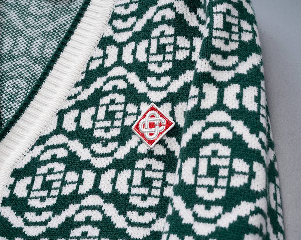 Casablanca レディース カーディガン ニット ケーブル編み ロゴ刺繍 フォーマル 春秋冬 メンズ レディース ブラック - 画像 13