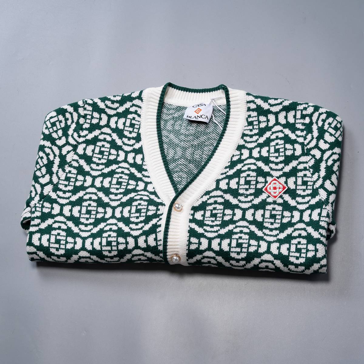 Casablanca レディース カーディガン ニット ケーブル編み ロゴ刺繍 フォーマル 春秋冬 メンズ レディース ブラック - 画像 15