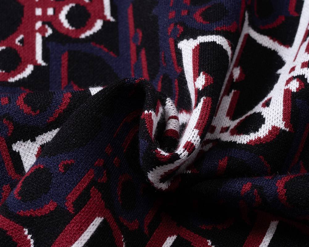 Dior ディオール メンズ ニット クルーネック インターシャ 総柄 ローゲージ 秋冬 ブラック - 画像 9