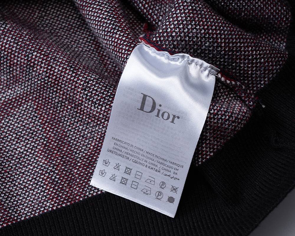 Dior ディオール メンズ ニット クルーネック インターシャ 総柄 ローゲージ 秋冬 ブラック - 画像 11