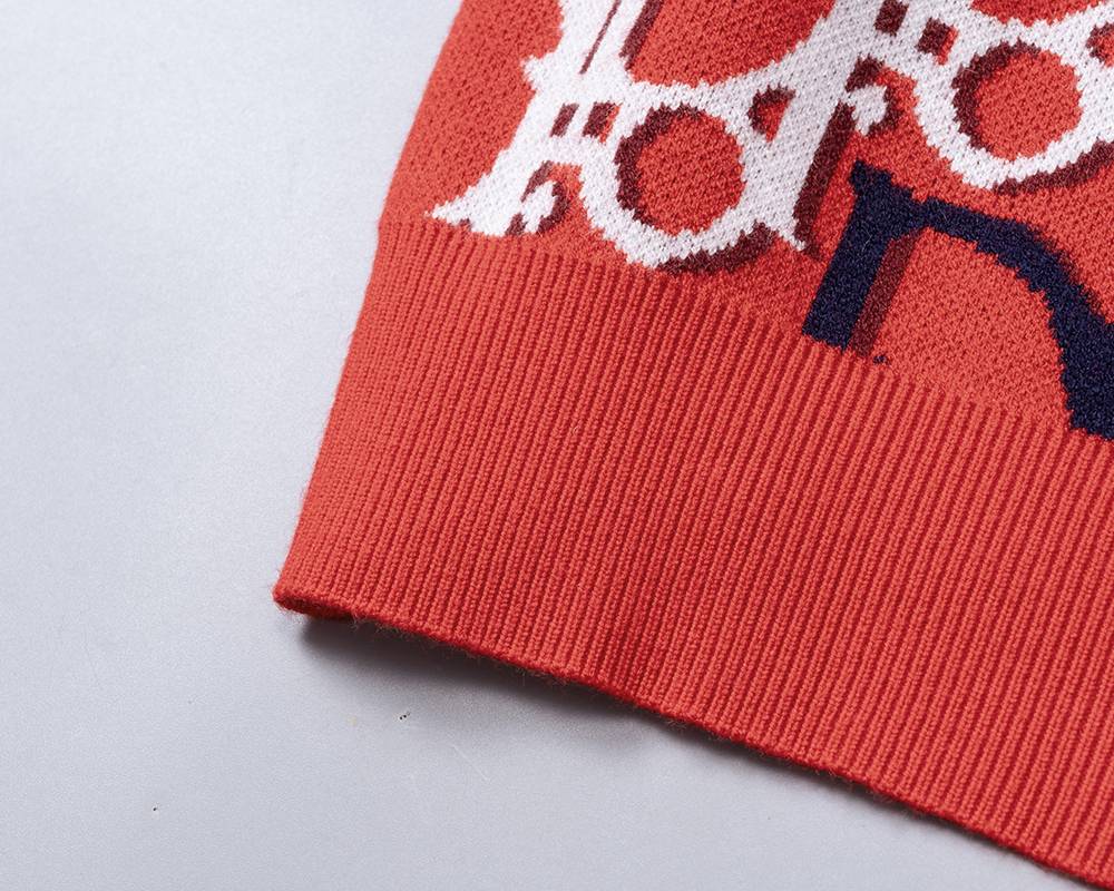 Dior ディオール メンズ ニット クルーネック インターシャ ローゲージ オーバーサイズ 秋冬 レッド - 画像 3