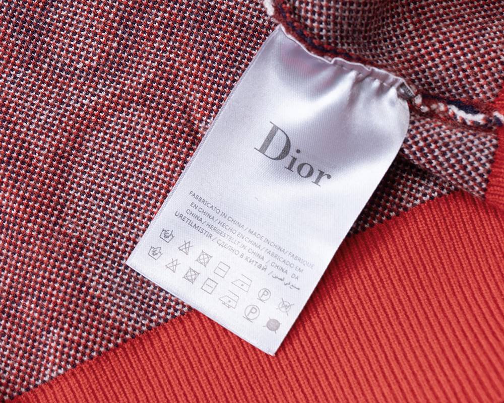 Dior ディオール メンズ ニット クルーネック インターシャ ローゲージ オーバーサイズ 秋冬 レッド - 画像 5