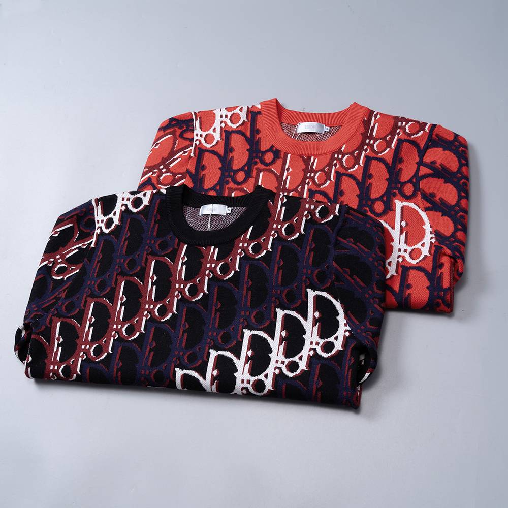 Dior ディオール メンズ ニット クルーネック インターシャ ローゲージ オーバーサイズ 秋冬 レッド - 画像 8