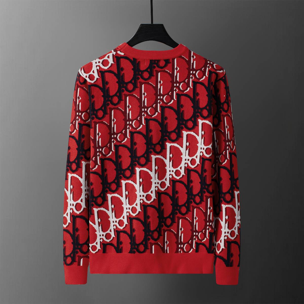 Dior ディオール メンズ ニット クルーネック インターシャ ローゲージ オーバーサイズ 秋冬 レッド - 画像 9