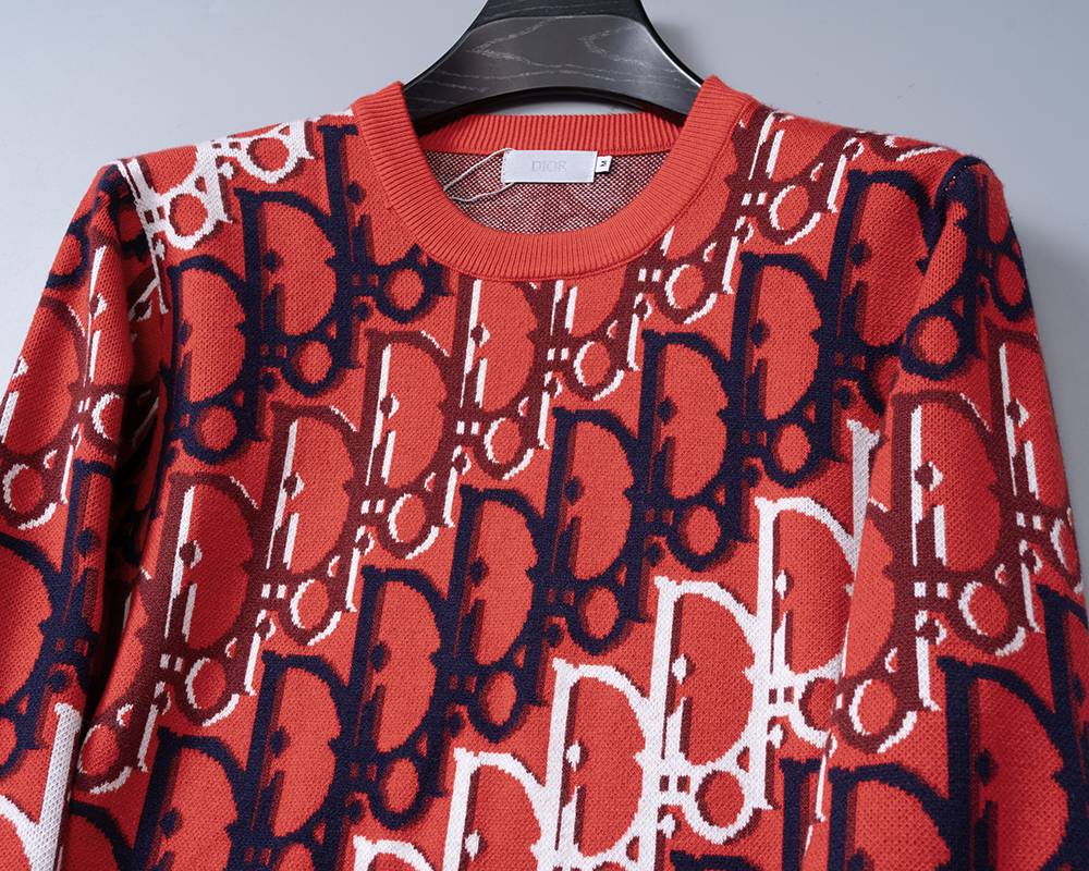 Dior ディオール メンズ ニット クルーネック インターシャ ローゲージ オーバーサイズ 秋冬 レッド - 画像 10
