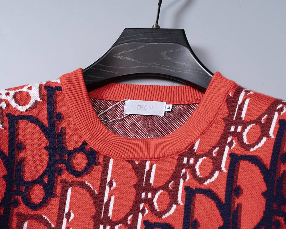 Dior ディオール メンズ ニット クルーネック インターシャ ローゲージ オーバーサイズ 秋冬 レッド - 画像 11