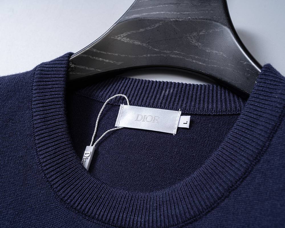 Dior ディオール メンズ ニット クルーネック ボーダー ローゲージ オーバーサイズ 秋冬 ネイビー - 画像 5