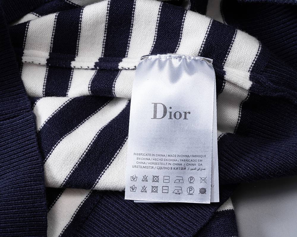 Dior ディオール メンズ ニット クルーネック ボーダー ローゲージ オーバーサイズ 秋冬 ネイビー - 画像 11