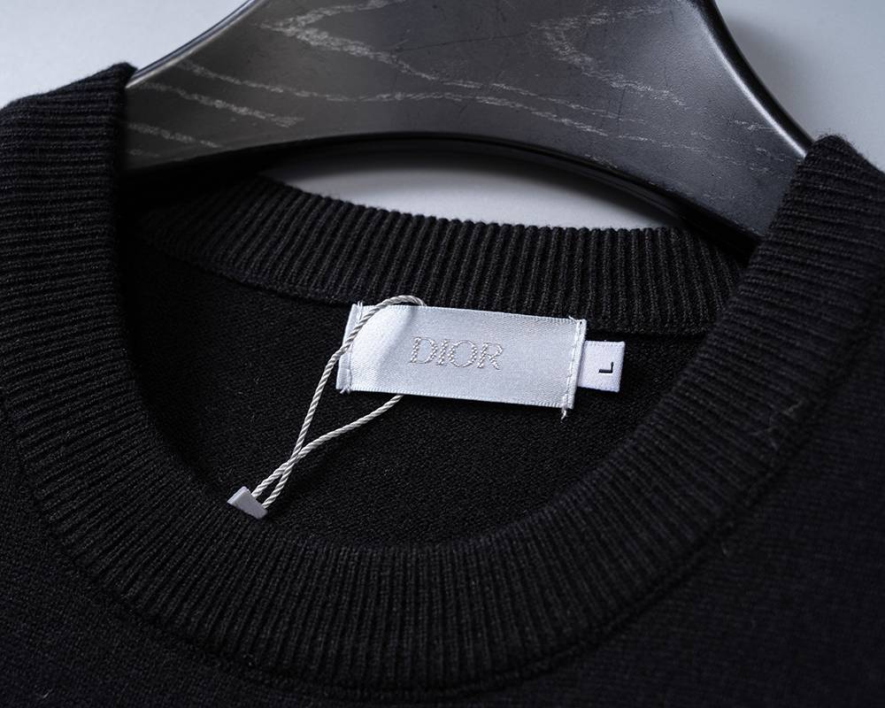 Dior ディオール メンズ ニット クルーネック リブニット ボーダー ニットプルオーバー ブラック - 画像 4
