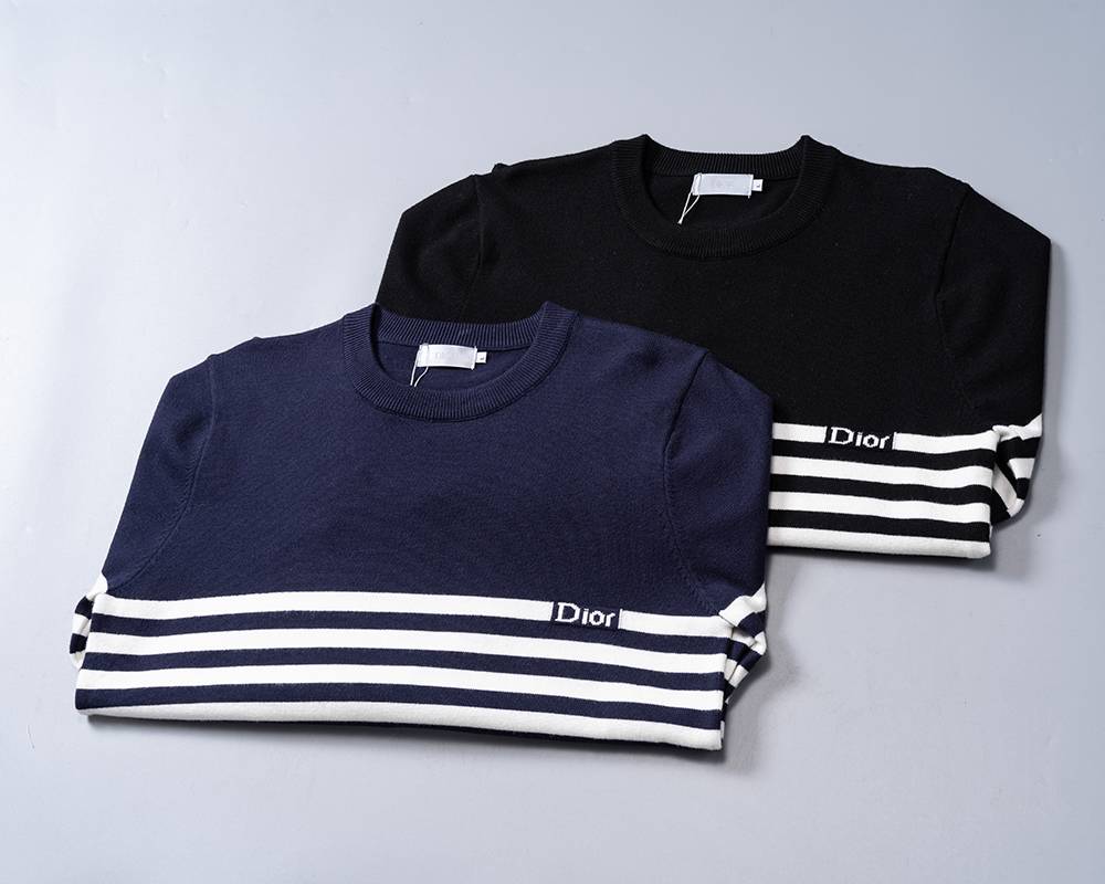 Dior ディオール メンズ ニット クルーネック リブニット ボーダー ニットプルオーバー ブラック - 画像 11