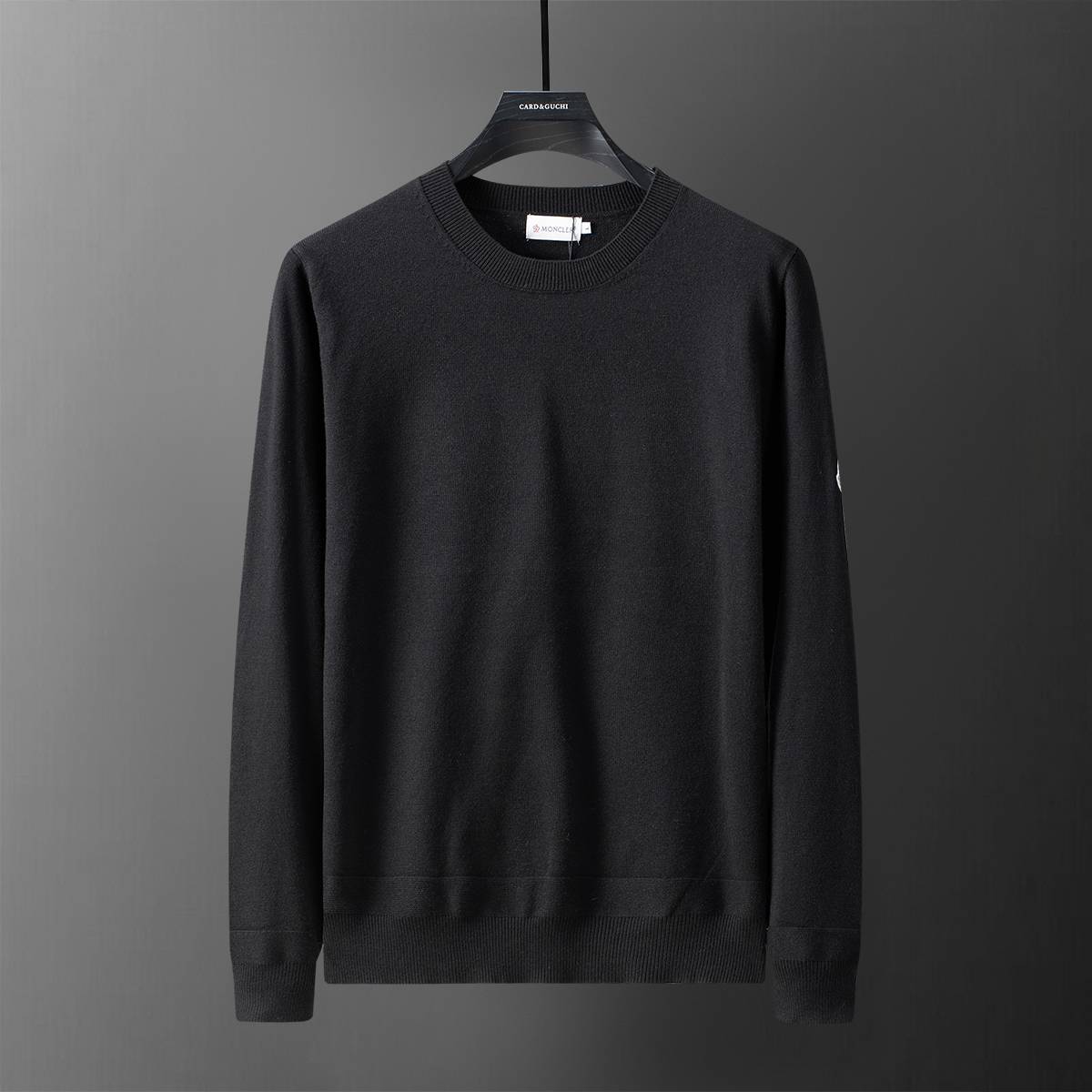 MONCLER モンクレール メンズ ニット クルーネック ローゲージ 上品な佇まい ブラック M 3XL