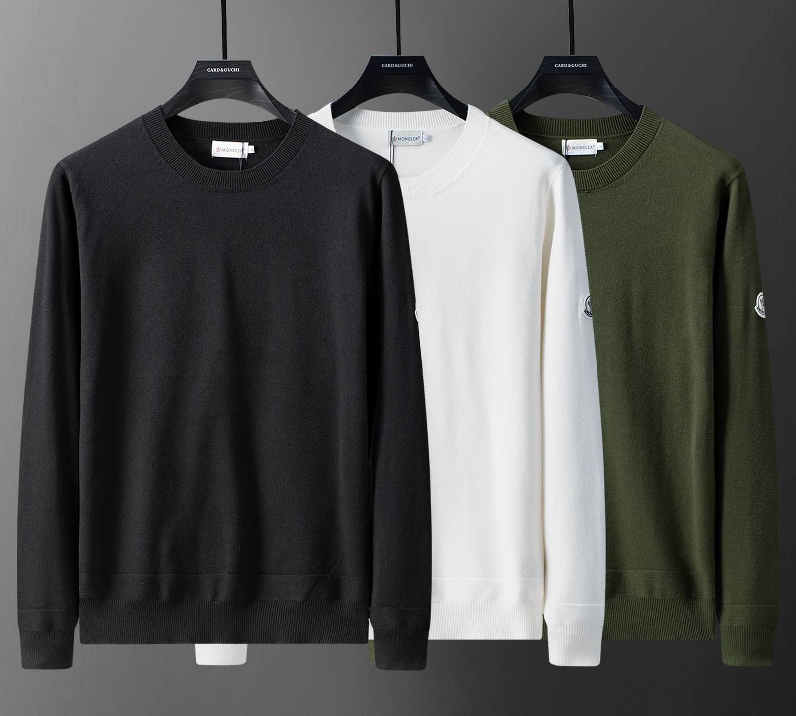 MONCLER モンクレール メンズ ニット クルーネック ローゲージ 上品な佇まい ブラック M 3XL - 画像 10