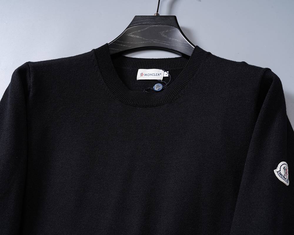 MONCLER モンクレール メンズ ニット クルーネック ローゲージ 上品な佇まい ブラック M 3XL - 画像 12