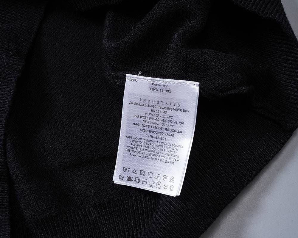 MONCLER モンクレール メンズ ニット クルーネック ローゲージ 上品な佇まい ブラック M 3XL - 画像 13