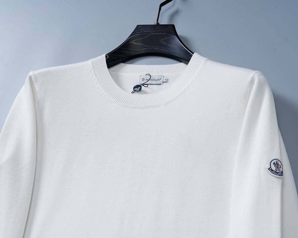 MONCLER モンクレール メンズ ニット クルーネック リブニット 上品 オーバーサイズ ホワイト - 画像 2