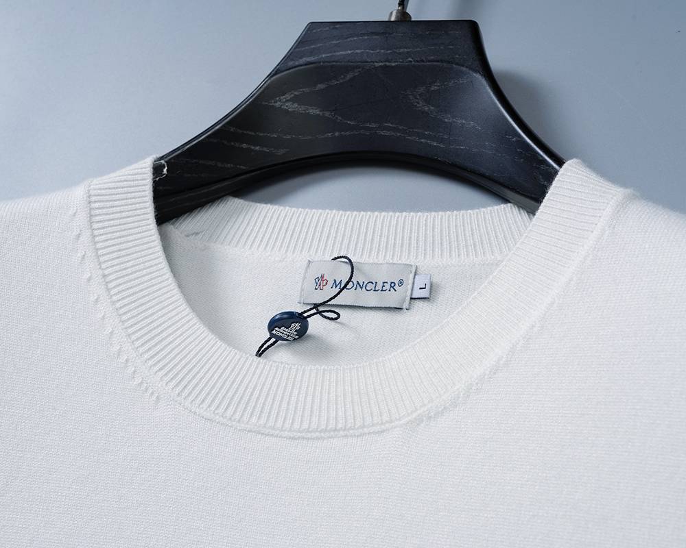 MONCLER モンクレール メンズ ニット クルーネック リブニット 上品 オーバーサイズ ホワイト - 画像 5