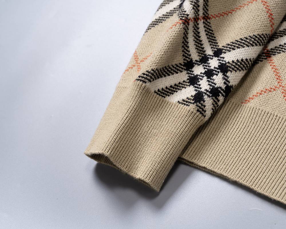 BURBERRY バーバリー メンズ ニット クルーネック ケーブルニット ロゴ刺繍 秋冬 オーバーサイズ ベージュ - 画像 6