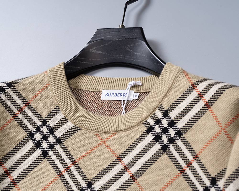BURBERRY バーバリー メンズ ニット クルーネック ケーブルニット ロゴ刺繍 秋冬 オーバーサイズ ベージュ - 画像 12