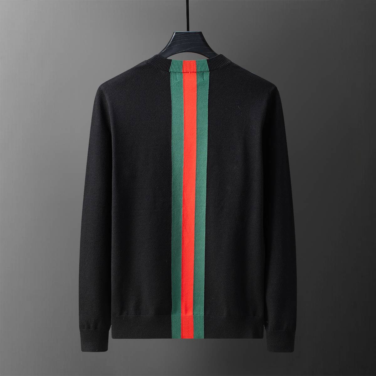 GUCCI グッチ メンズ ニット クルーネック ケーブルニット ロゴ刺繍 ブラック - 画像 2