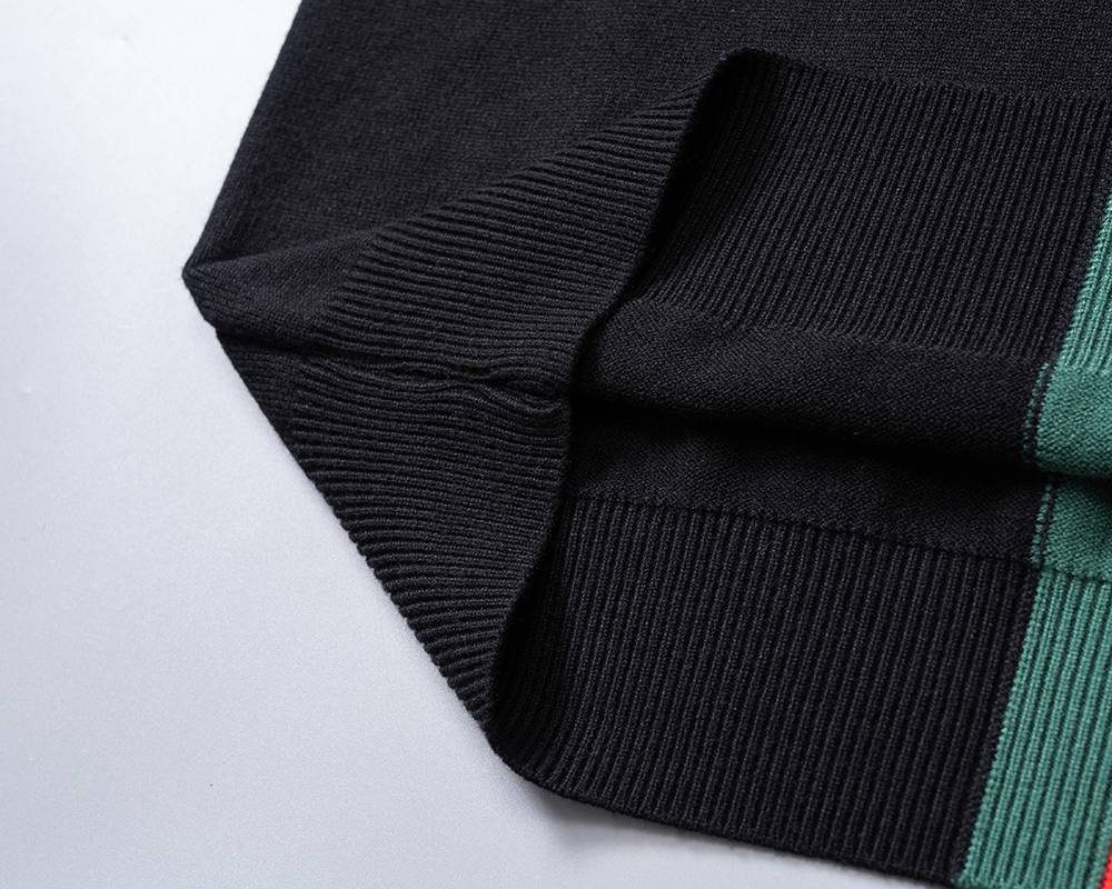 GUCCI グッチ メンズ ニット クルーネック ケーブルニット ロゴ刺繍 ブラック - 画像 9
