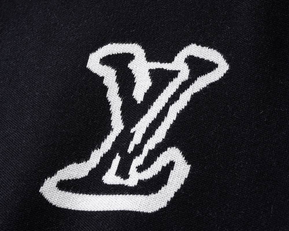 LV メンズ ニット クルーネック ロゴ刺繍 リブニット 上品な佇まい ブラック M 3XL - 画像 6