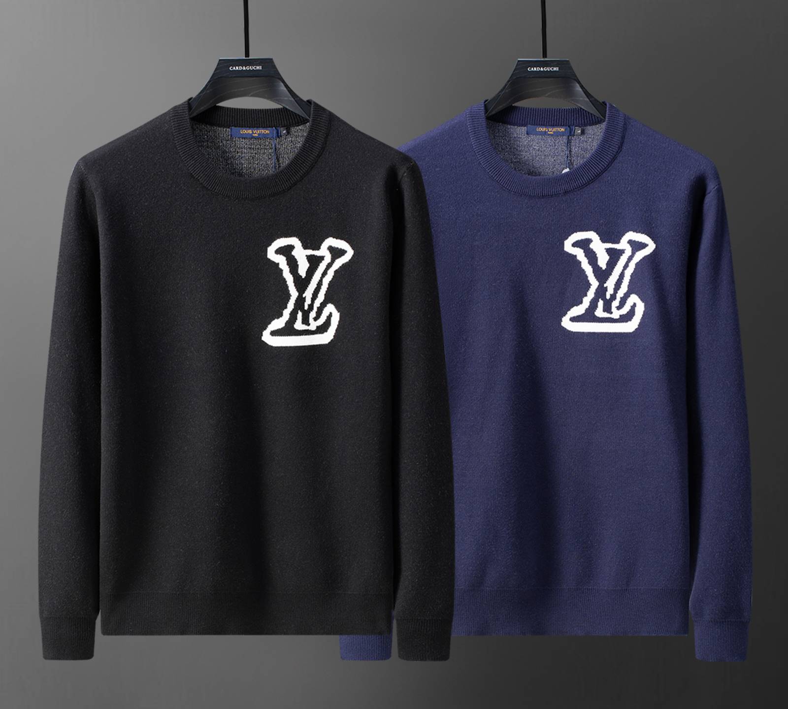LV メンズ ニット クルーネック ロゴ刺繍 リブニット 上品な佇まい ブラック M 3XL - 画像 15