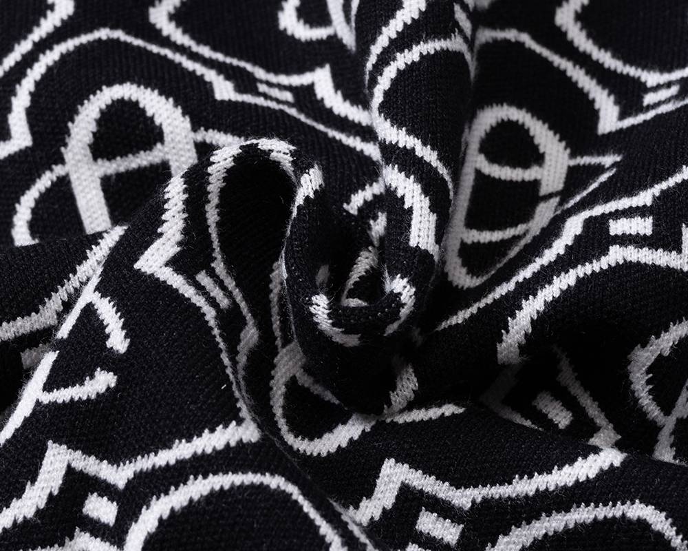 モンクレール メンズ ニット クルーネック インターシャ 総柄 オーバーサイズ 秋冬 ブラック - 画像 8