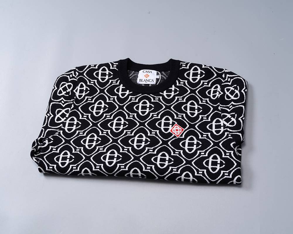 モンクレール メンズ ニット クルーネック インターシャ 総柄 オーバーサイズ 秋冬 ブラック - 画像 14