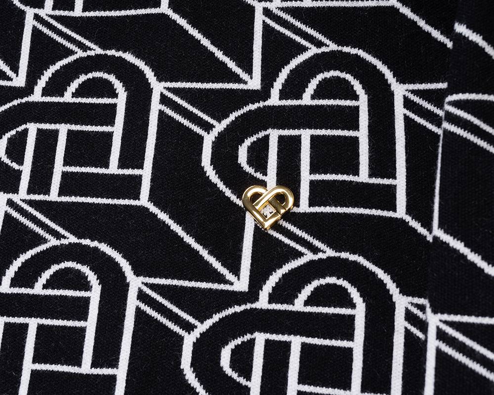 CASABALANCA メンズ ニット クルーネック ケーブル編み ロゴ刺繍 上品 ブラック M 3XL - 画像 2