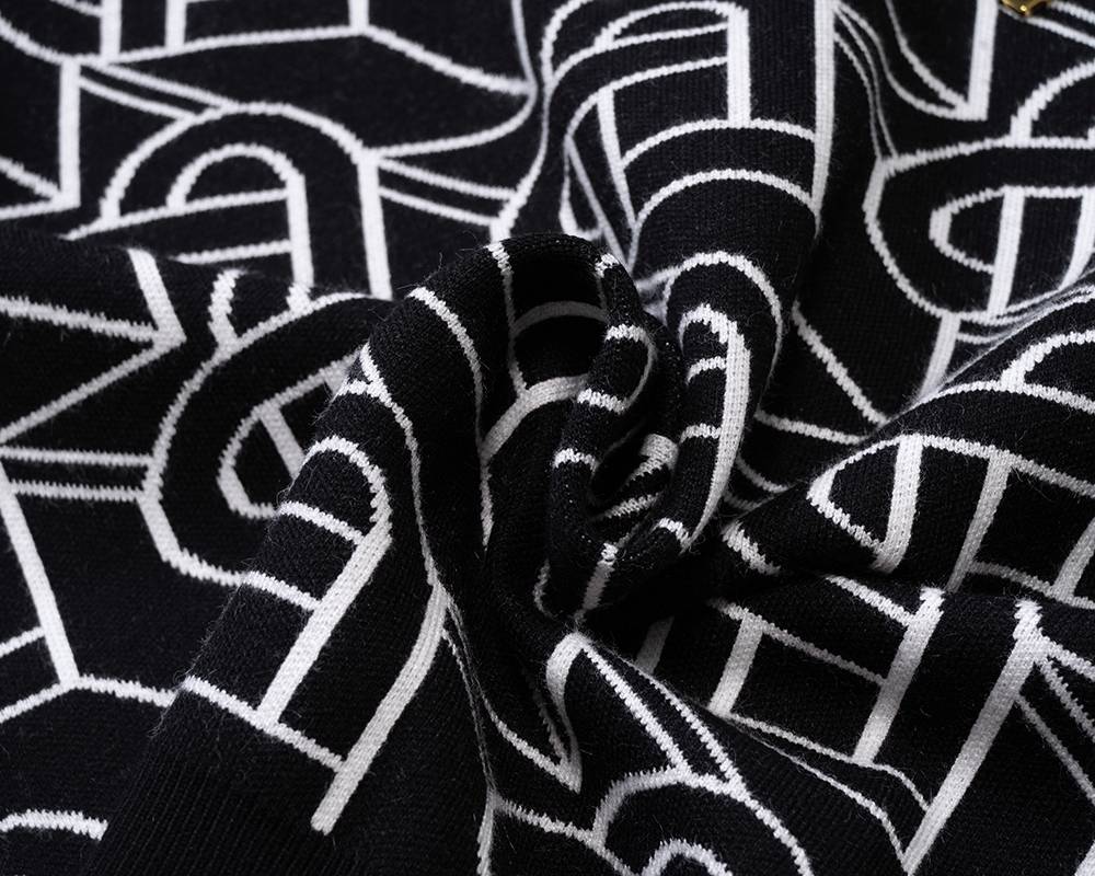 CASABALANCA メンズ ニット クルーネック ケーブル編み ロゴ刺繍 上品 ブラック M 3XL - 画像 6