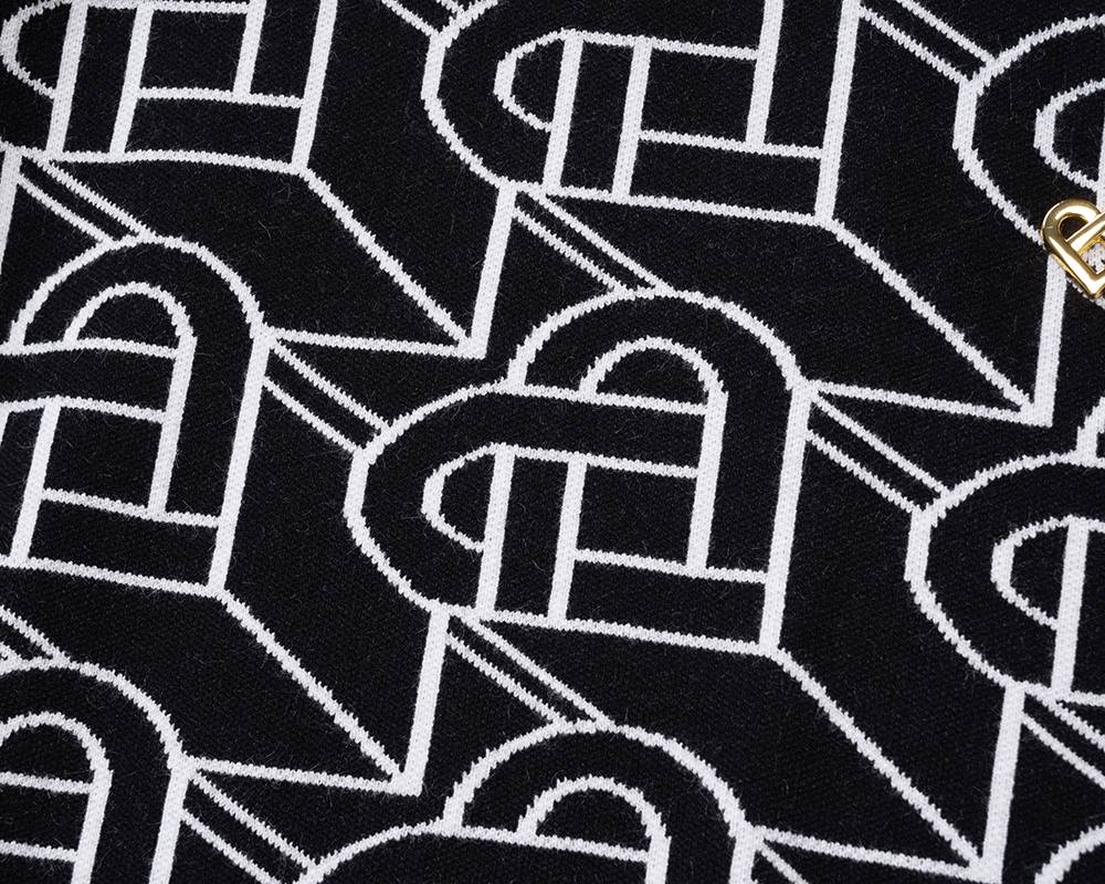 CASABALANCA メンズ ニット クルーネック ケーブル編み ロゴ刺繍 上品 ブラック M 3XL - 画像 15