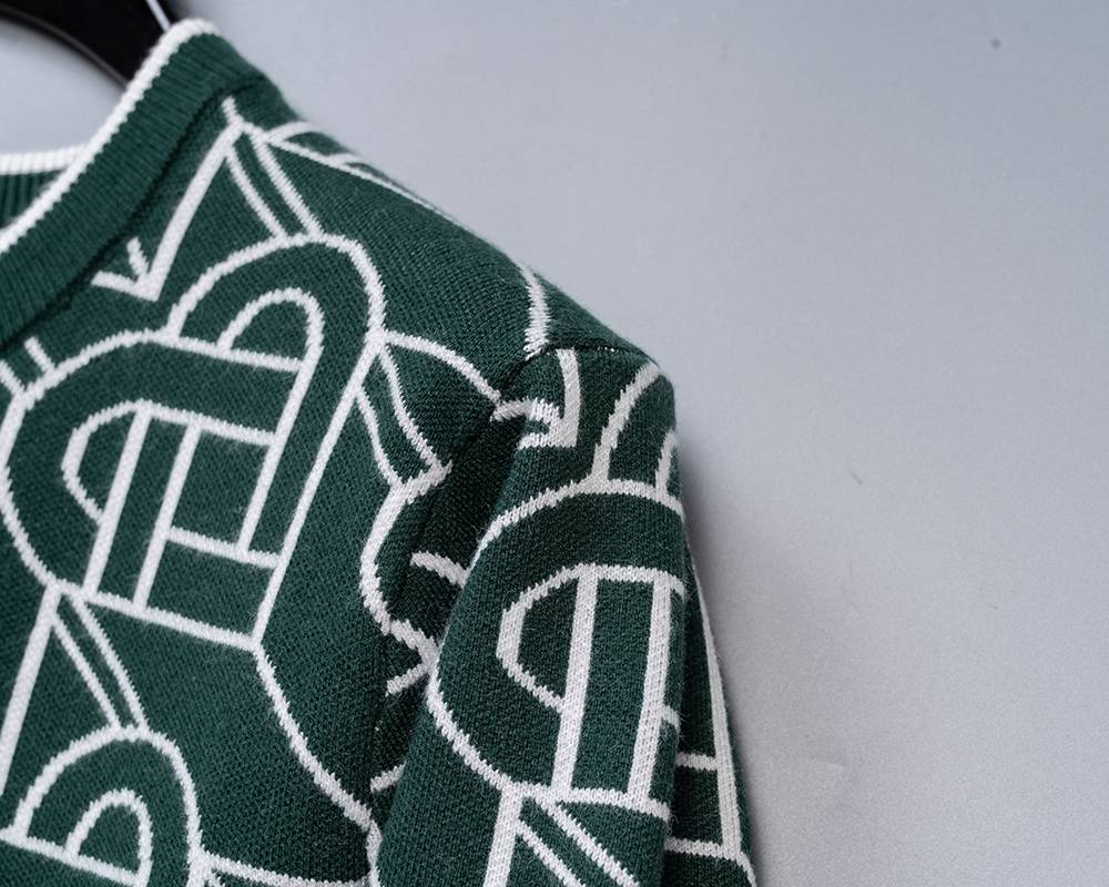 CASA BLANCA メンズ ニット クルーネック ロゴ刺繍 総柄 ファッション感のある秋冬コーデ ブラック M 3XL - 画像 3