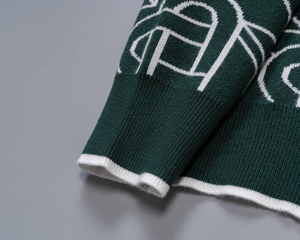 CASA BLANCA メンズ ニット クルーネック ロゴ刺繍 総柄 ファッション感のある秋冬コーデ ブラック M 3XL - 画像 5