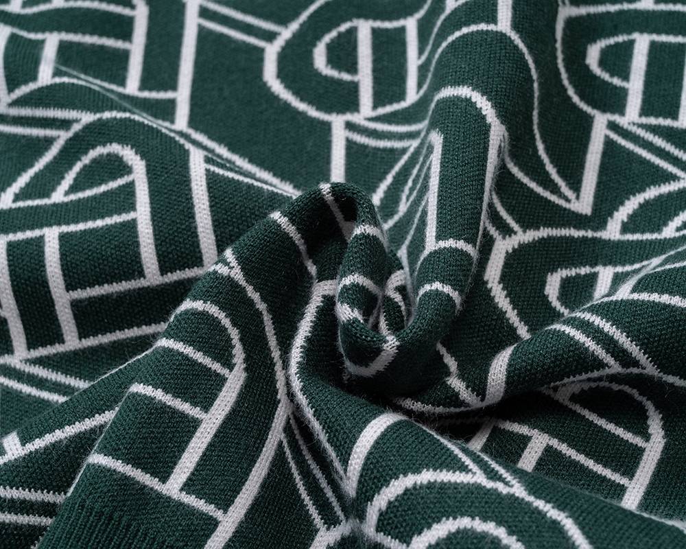 CASA BLANCA メンズ ニット クルーネック ロゴ刺繍 総柄 ファッション感のある秋冬コーデ ブラック M 3XL - 画像 7