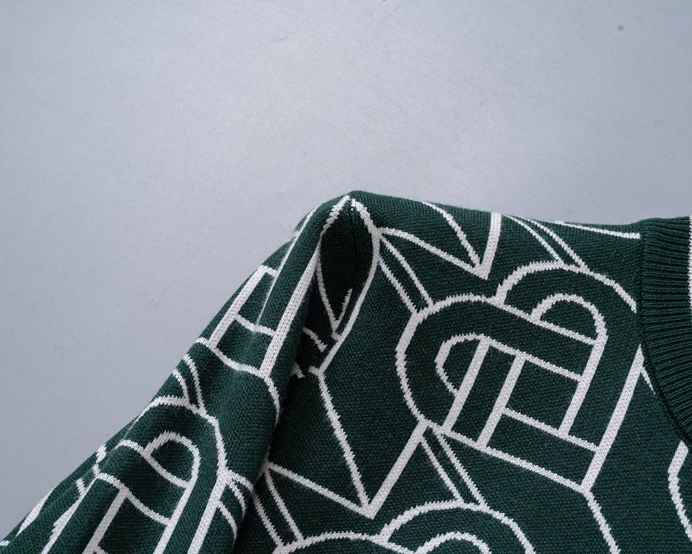 CASA BLANCA メンズ ニット クルーネック ロゴ刺繍 総柄 ファッション感のある秋冬コーデ ブラック M 3XL - 画像 13