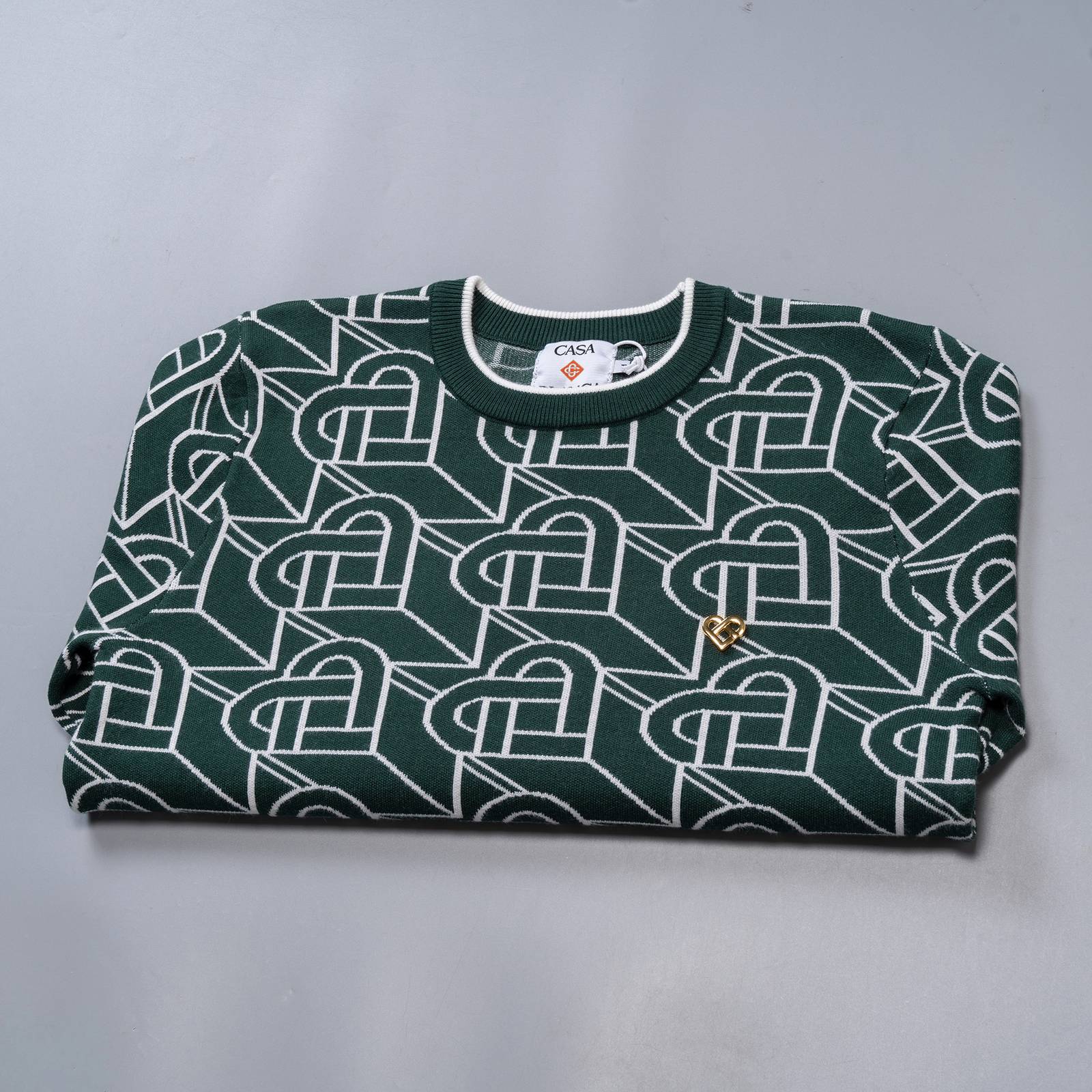 CASA BLANCA メンズ ニット クルーネック ロゴ刺繍 総柄 ファッション感のある秋冬コーデ ブラック M 3XL - 画像 16