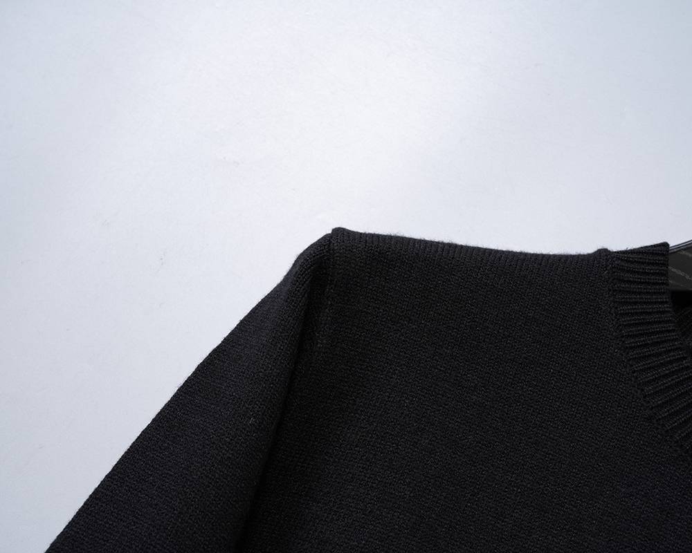 AMIRI メンズ ニット クルーネック ロゴ刺繍 リブニット オーバーサイズ ブラック M 3XL - 画像 4