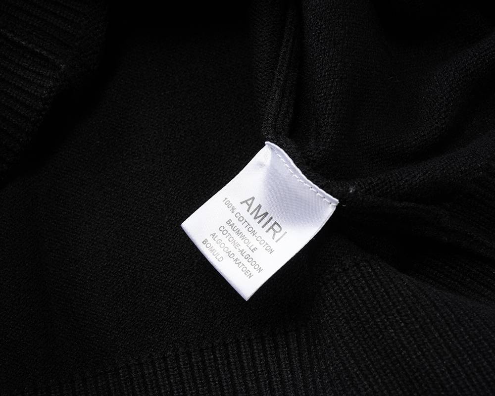 AMIRI メンズ ニット クルーネック ロゴ刺繍 リブニット オーバーサイズ ブラック M 3XL - 画像 8
