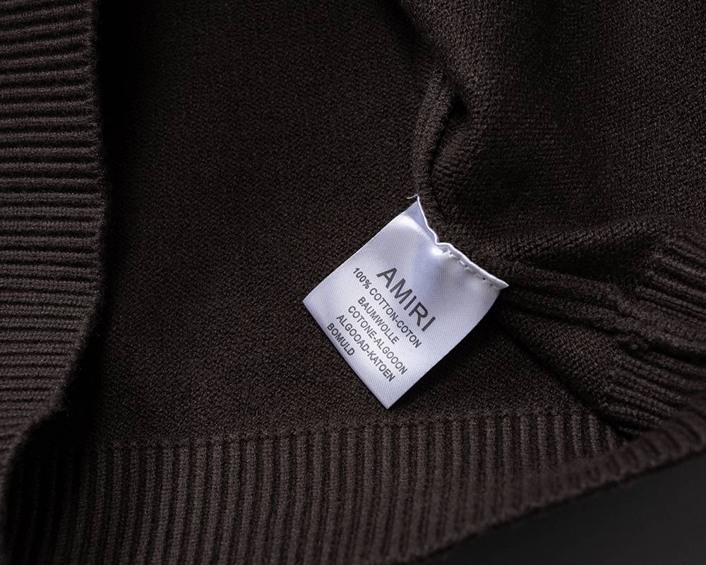 AMIRI メンズ ニット クルーネック ロゴ刺繍 リブニット 上品 ブラック - 画像 9