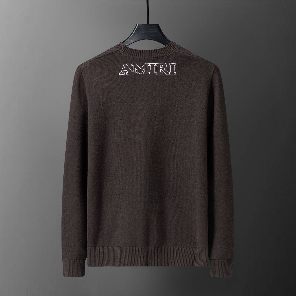 AMIRI メンズ ニット クルーネック ロゴ刺繍 リブニット 上品 ブラック - 画像 11