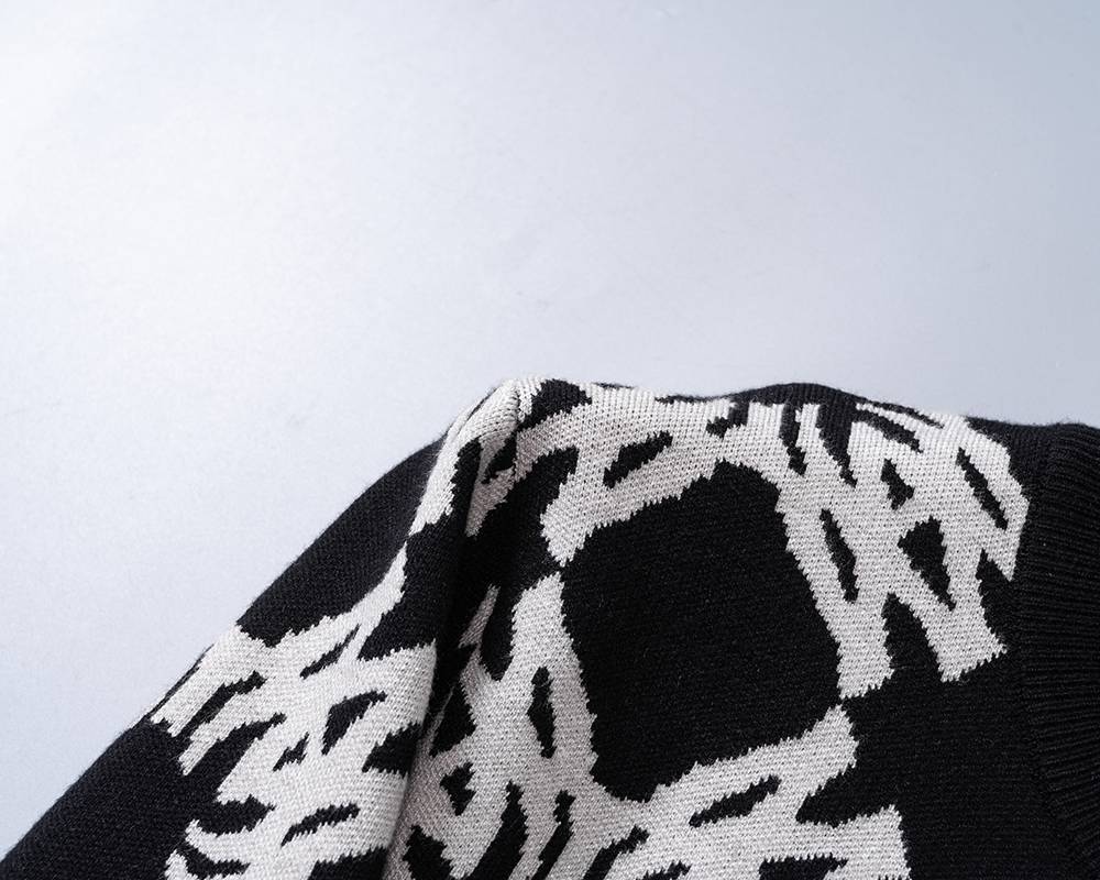 AMIRI メンズ ニット クルーネック インターシャ ボーダー オーバーサイズ ブラック - 画像 3